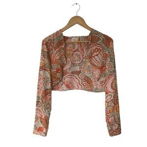 Mary Crafts Botanical Tropical Print Shrug Balletcore Vacation size Large